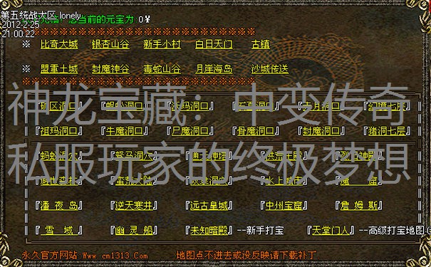 神龙宝藏：中变传奇私服玩家的终极梦想